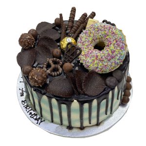 Aqua Doughnut Drip Cake