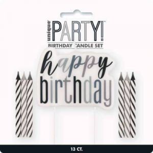 Happy Birthday Candles Black Glitz