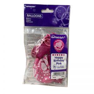 6pk 11" | Pink Balloons Happy Birthday