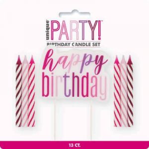 Happy Birthday Candles Pink Glitz