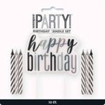 Happy Birthday Candles Black Glitz