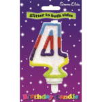Number 4 Multi Coloured Glittered Birthday Candle