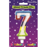 Number 7 Multi Coloured Glittered Birthday Candle