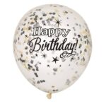 6 12″ Happy Birthday Clear Confetti Balloons