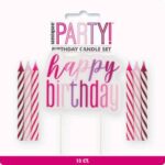 Happy Birthday Candles Pink Glitz